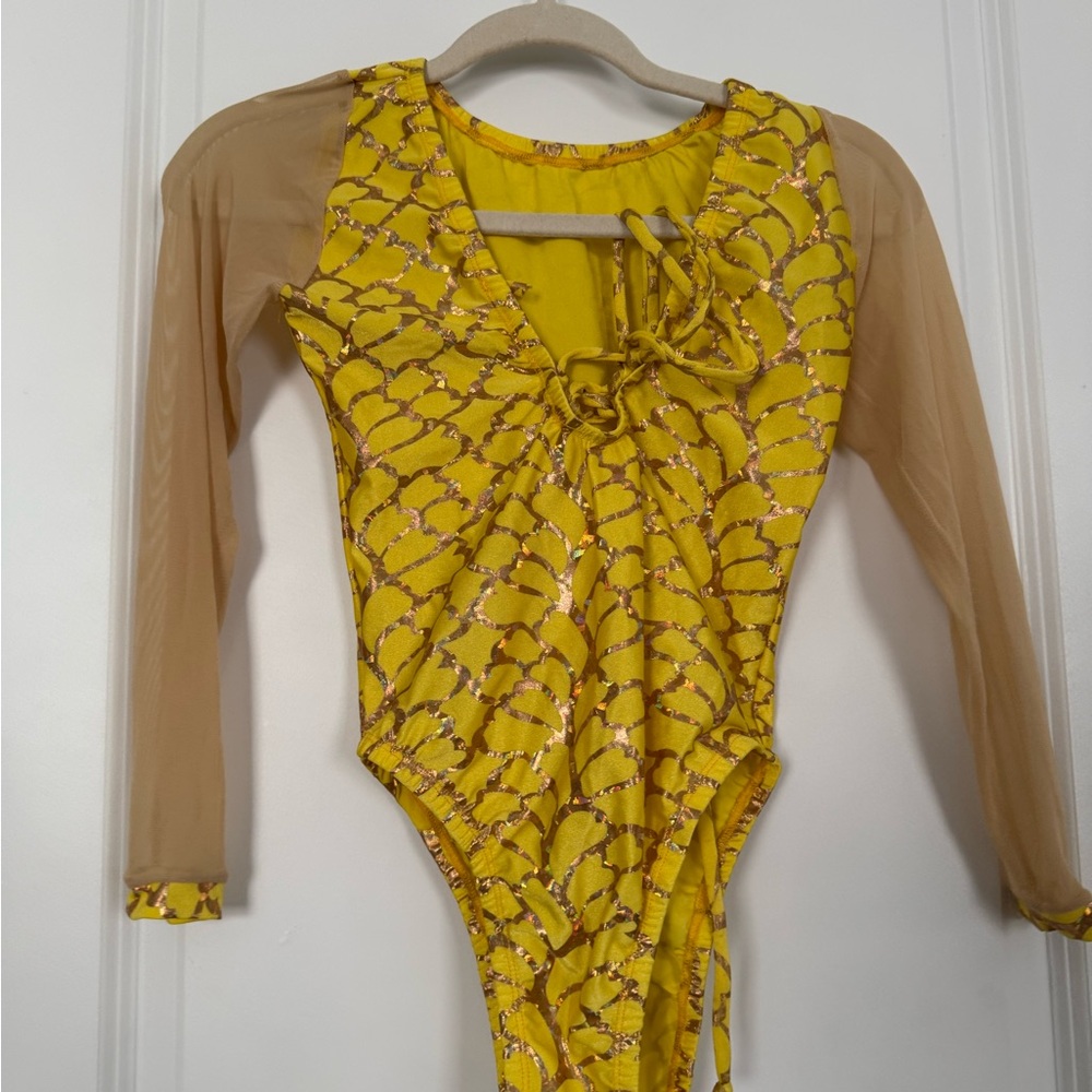 Yellow Bartender Bottle Girl One Piece with Long Sleeves